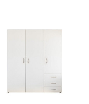 Arte Modern Harry 3-Door Wardrobe In White W150Cm X H176Cm X D51Cm - Sleek Storage With Versatile Organisation - image 1