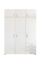 Arte Modern Harry 3-Door Wardrobe In White W150Cm X H176Cm X D51Cm - Sleek Storage With Versatile Organisation - thumbnail 2