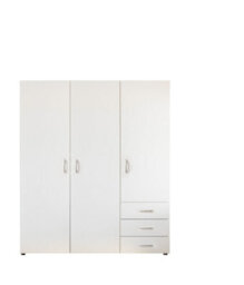 Arte Modern Harry 3-Door Wardrobe In White W150Cm X H176Cm X D51Cm - Sleek Storage With Versatile Organisation - thumbnail 1