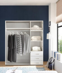 Arte Modern Harry 3-Door Wardrobe In White W150Cm X H176Cm X D51Cm - Sleek Storage With Versatile Organisation - thumbnail 4