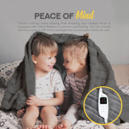 Monhouse Heated Throw - Electric Blanket - Digital Controller - 9Hr Timer, 9 Heat Settings - Single 130X160Cm - Grey - thumbnail 3