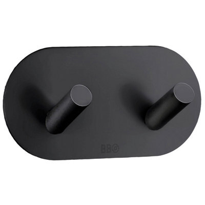 Beslagsboden - Design Double Hook In Matt Black Stainless Steel Self-Adhesive