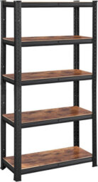 Songmics 5 Tier Shelving Unit, Industrial, Adjustable Storage Shelves, For Living Room, Kitchen, Garage, Rustic Brown And Black - thumbnail 8