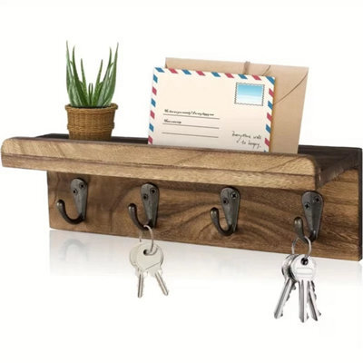 Key Holder Entryway Shelf,nwall Mounted Key Hooks Organizer Storage Rack Decor - image 1