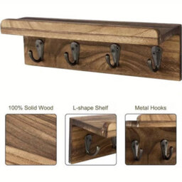 Key Holder Entryway Shelf,nwall Mounted Key Hooks Organizer Storage Rack Decor - thumbnail 3