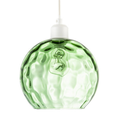 Happy Homewares Modern Emerald Green Dimpled Round Glass Pendant Ceiling Light Shade - image 1