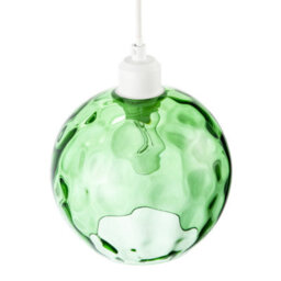 Happy Homewares Modern Emerald Green Dimpled Round Glass Pendant Ceiling Light Shade - thumbnail 3
