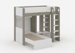Flair Hampton L Shape Bunk Bed With Wardrobe White & Grey - thumbnail 4