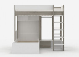 Flair Hampton L Shape Bunk Bed With Wardrobe White & Grey - thumbnail 3