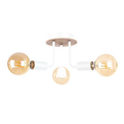 Luminosa Lighting Luminosa Luna Multi Arm Semi Flush Ceiling Light Wood, White, 25Cm, 3X E27