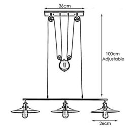 Industrial Black 3 Head Pendant Pipe Lighting Ceiling Light E27 Pendant With Metal Cone Shape Lampshade For Indoor - thumbnail 4