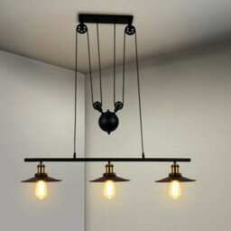 Industrial Black 3 Head Pendant Pipe Lighting Ceiling Light E27 Pendant With Metal Cone Shape Lampshade For Indoor - thumbnail 3