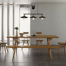 Industrial Black 3 Head Pendant Pipe Lighting Ceiling Light E27 Pendant With Metal Cone Shape Lampshade For Indoor - thumbnail 2