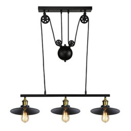 Industrial Black 3 Head Pendant Pipe Lighting Ceiling Light E27 Pendant With Metal Cone Shape Lampshade For Indoor - thumbnail 1