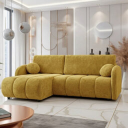 Universal Corner Sofa Zara L 2R+Lc With Sleeping Function And Storage Mustard