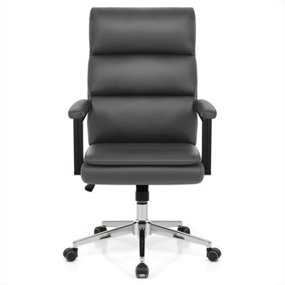 Atlantic Toulon Office Chair Grey Faux Leather Chrome Legs - image 1