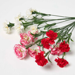Homescapes Set Of 3 Artificial Pink & White Handcrafted Carnation Spray Single Stems, 55 Cm - thumbnail 3
