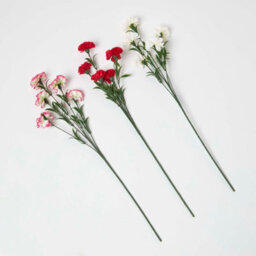 Homescapes Set Of 3 Artificial Pink & White Handcrafted Carnation Spray Single Stems, 55 Cm - thumbnail 1