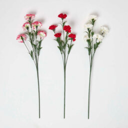 Homescapes Set Of 3 Artificial Pink & White Handcrafted Carnation Spray Single Stems, 55 Cm - thumbnail 4