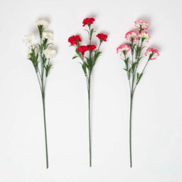 Homescapes Set Of 3 Artificial Pink & White Handcrafted Carnation Spray Single Stems, 55 Cm - thumbnail 2