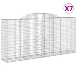 Berkfield Arched Gabion Baskets 7 Pcs 300X50X140/160 Cm Galvanised Iron - thumbnail 2