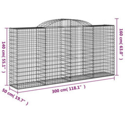 Berkfield Arched Gabion Baskets 7 Pcs 300X50X140/160 Cm Galvanised Iron - thumbnail 6