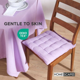Homescapes Mauve Seat Pads 100% Cotton Chair Cushions 40X40 Cm, Set Of 6 Plain Chair Pads For Dining, Kitchen Garden Outdoor Use - thumbnail 3