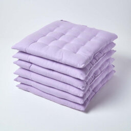 Homescapes Mauve Seat Pads 100% Cotton Chair Cushions 40X40 Cm, Set Of 6 Plain Chair Pads For Dining, Kitchen Garden Outdoor Use - thumbnail 1