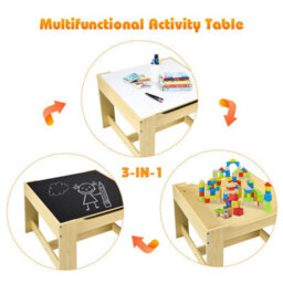 Costway 3-In-1 Activity Table Multipurpose Children Table And Chair Set With Drawers - thumbnail 8