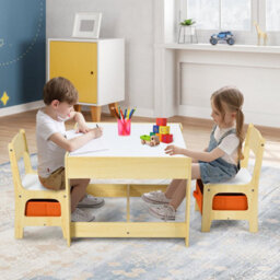 Costway 3-In-1 Activity Table Multipurpose Children Table And Chair Set With Drawers - thumbnail 3