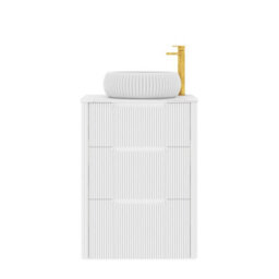 Royal Bathrooms Avenza 600mm Matt White Floor Standing Countertop Bathroom Vanity Unit 3 Drawer With Milan Basin - thumbnail 6