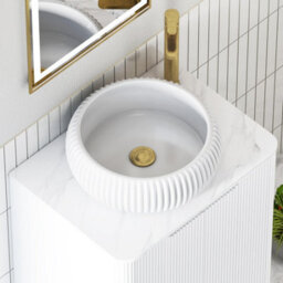 Royal Bathrooms Avenza 600mm Matt White Floor Standing Countertop Bathroom Vanity Unit 3 Drawer With Milan Basin - thumbnail 7