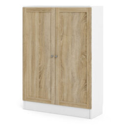 Furniture To Go Basic Low Wide Storage Cabinet In White (2 Shelves) With 2 Oak Doors - thumbnail 6