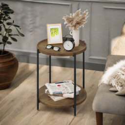 Rafaelo Mobilia Industrial 2 Tier Round Coffee Table Rustic Brown - thumbnail 1