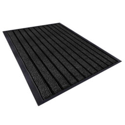 Imperial Rooms Dirt Absorbent Black Rubber Mat Non Slip Washable Striped Barrier Mat 0.5M X 0.8M