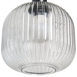 Beliani Pair Of Wall Sconces Black Iron With Ribbed Glass Drum Shade - Modern Industrial, W46 X D20 X H30Cm - thumbnail 4