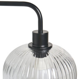 Beliani Pair Of Wall Sconces Black Iron With Ribbed Glass Drum Shade - Modern Industrial, W46 X D20 X H30Cm - thumbnail 5