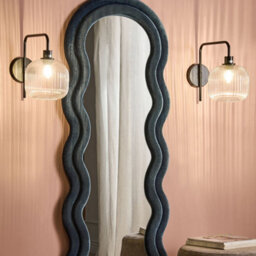 Beliani Pair Of Wall Sconces Black Iron With Ribbed Glass Drum Shade - Modern Industrial, W46 X D20 X H30Cm - thumbnail 1
