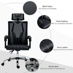 Viokef Vinsetto Office Chair Ergonomic Desk With Rotate Headrest, Lumbar Support & Adjustable Height - thumbnail 9