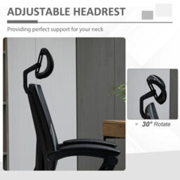 Viokef Vinsetto Office Chair Ergonomic Desk With Rotate Headrest, Lumbar Support & Adjustable Height - thumbnail 7