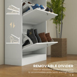 Homcom Narrow Shoe Cabinet W/ 3 Flip Drawers For 12-18 Pairs Of Shoes White - thumbnail 6