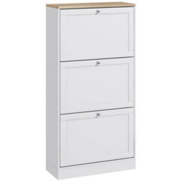 Homcom Narrow Shoe Cabinet W/ 3 Flip Drawers For 12-18 Pairs Of Shoes White - thumbnail 2