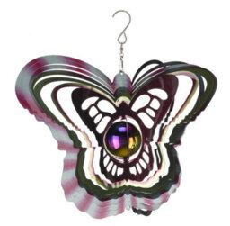 My Smart Buy Gazing Butterfly - 30 Cm Weatherproof Stainless Steel Garden Spinner, Outdoor Decoration, Holographic Finish - thumbnail 2
