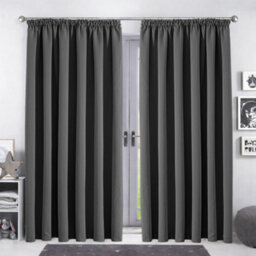 Bedlooms Blackout Curtains Thermal Insulated Pencil Pleat Dark Grey Curtain (Pair) 66 X 90 Inches With Tie Backs Two - thumbnail 9