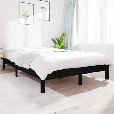 Berkfield Bed Frame Black 160X200 Cm Solid Wood Pine - image 1