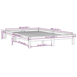 Berkfield Bed Frame Black 160X200 Cm Solid Wood Pine - thumbnail 9