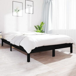 Berkfield Bed Frame Black 160X200 Cm Solid Wood Pine - thumbnail 1