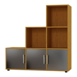 Urbn-Living 6-Cube Step Shelving Unit With Metal Handle Doors - thumbnail 2