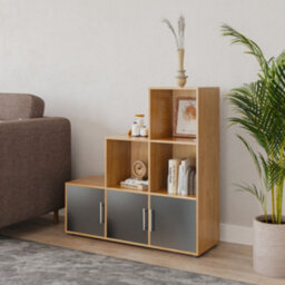 Urbn-Living 6-Cube Step Shelving Unit With Metal Handle Doors - thumbnail 3