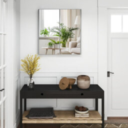 Costway Bathroom Wall Cabinet 2-Door Mirror Cabinet W/ Adjustable Shelf 62 Cm X 65 Cm-Grey - thumbnail 5